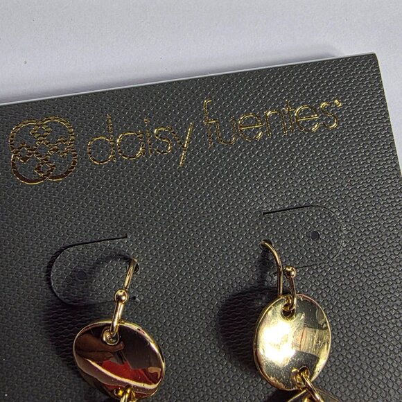 Daisy Fuentes Gold tone Drop/Dangle Earrings Teardrop Brass Fishhook Pierced - Picture 2 of 4